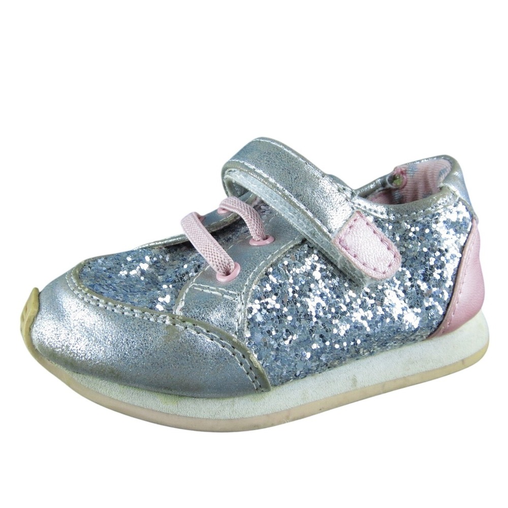 Born‎ Girls Sneaker Size T 5 Medium Shoes Silver Leather Hook & Loop